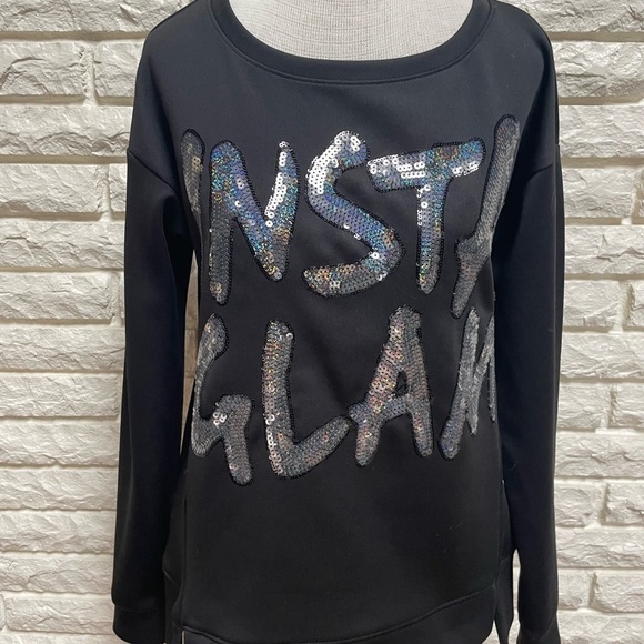 JUICY COUTURE Insta Glam Scuba Sequin Sweatshirt Black Instaglam. S - Picture 2 of 5